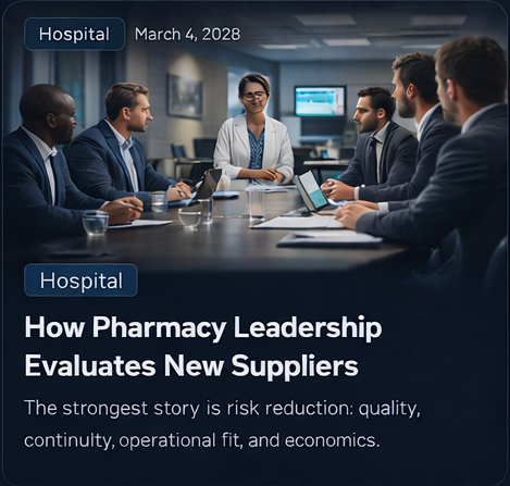 Pharmacy leadership evaluating suppliers